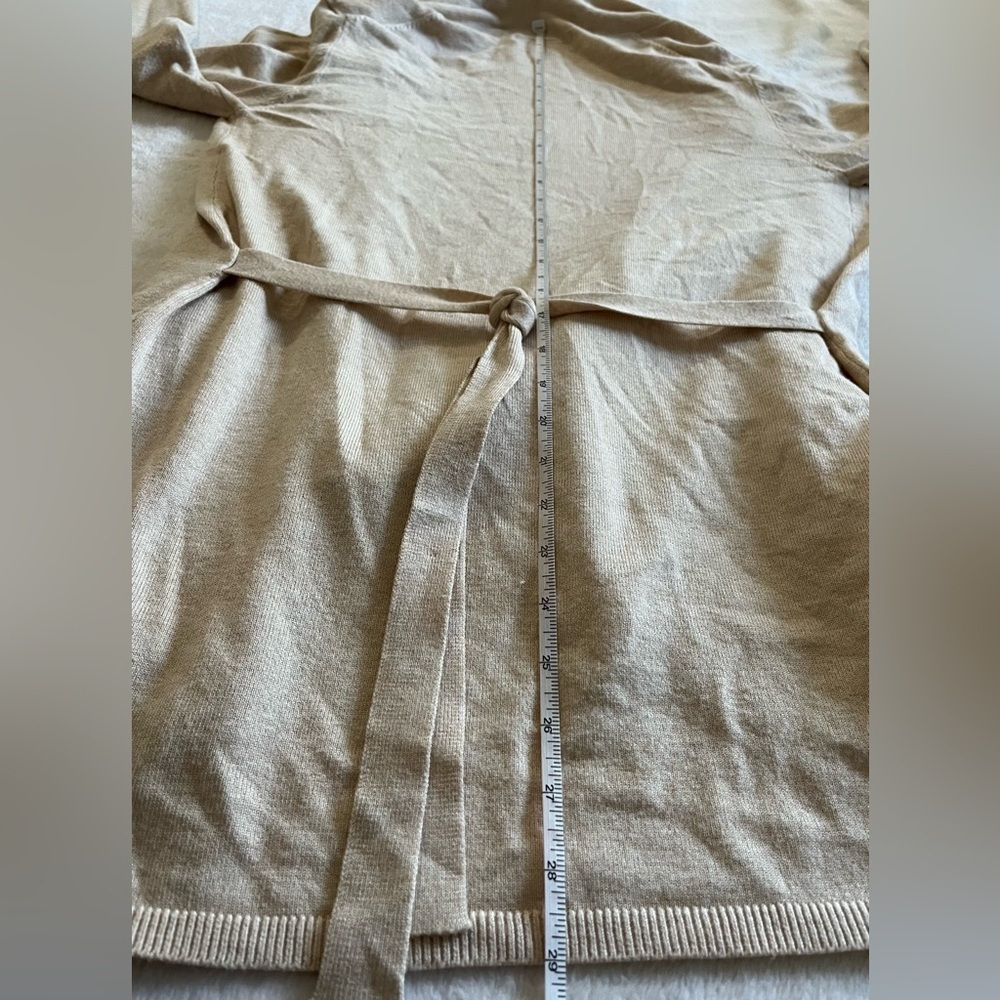Zara knit Womens small Open Front Cardigan Sweater oatmeal Colored Long Sleeve - Picture 6 of 7